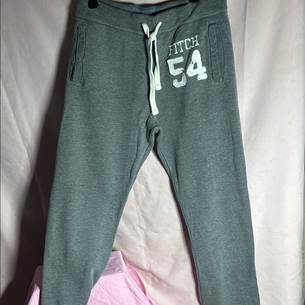 Abercrombie & Fitch Gray Fleece Sweatpants with Adjustable Waistband